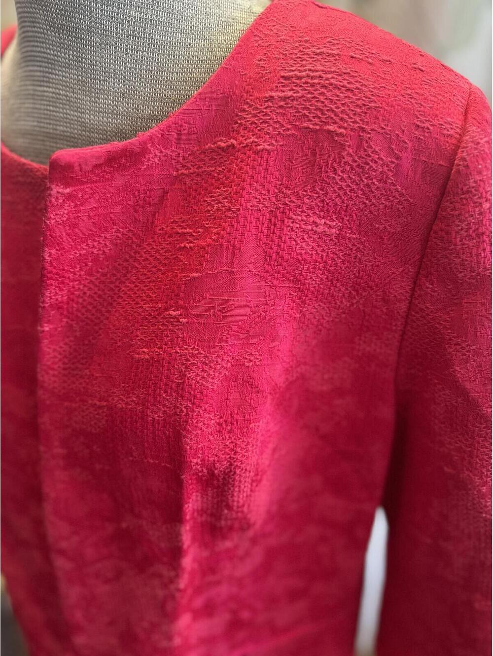 Kim Roger's Women's Textured Pink Red Open Front Blazer Jacket M - Picture 4 of 6